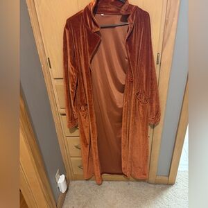 Rust colored Velvet long Cardigan